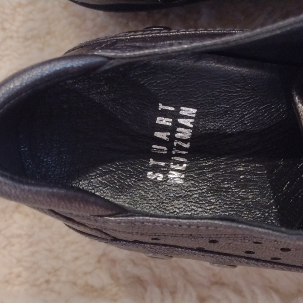 Stuart Weitzman Gray Metallic Lace Up Sporty Tenn… - image 3